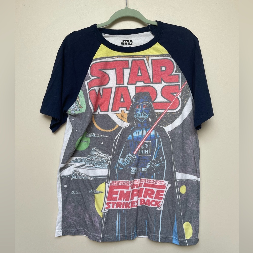 Star Wars The Empire Strikes Back Darth Vader short sleeve raglan baseball tee
